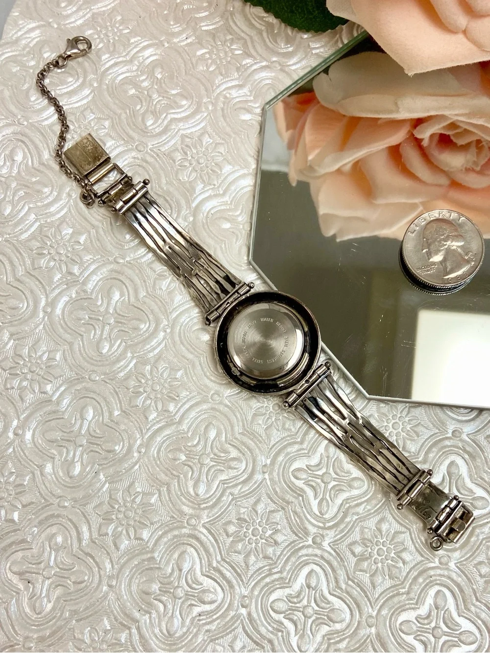 Silpada Designs Hammered Sterling Silver 925 Bracelet Watch Marked 